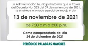 Lee más sobre el artículo Alcaldia de Dosquebradas laborará este sábado 13 y el 27 de noviembre en jornada continua