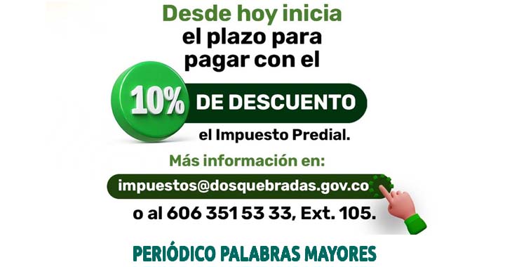 En este momento estás viendo Dosquebradas promociona el último descuento del año para pagar el Impuesto Predial con el 10% de beneficio